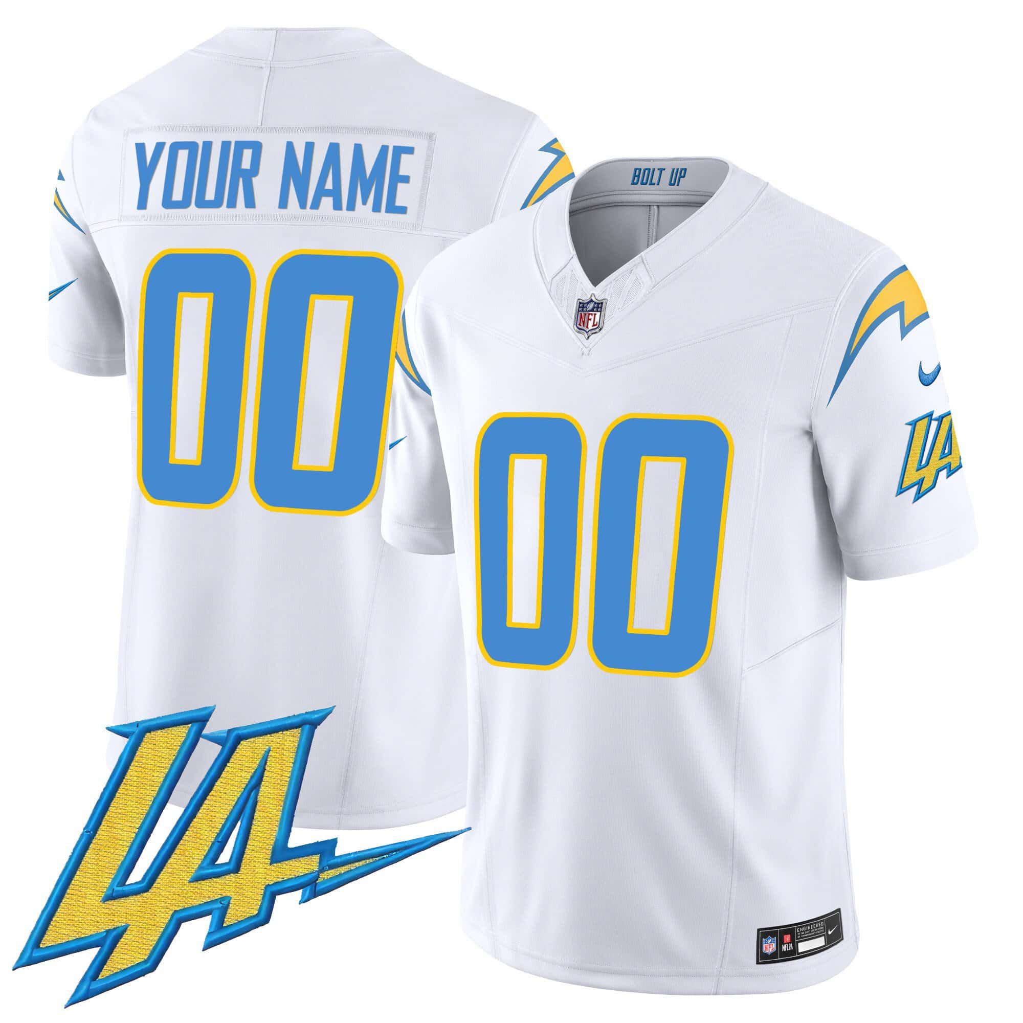 Men Los Angeles Chargers White 2024 Nike Vapor Limited Custom NFL Jersey